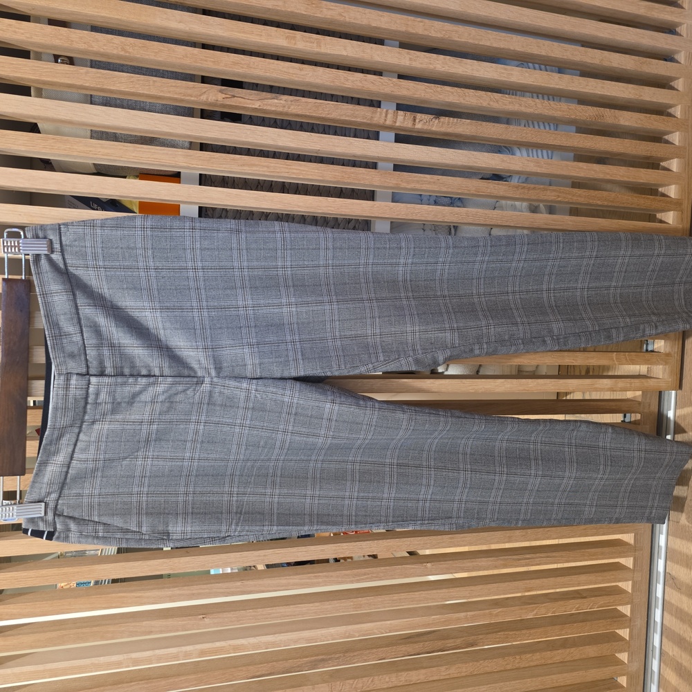 Women's Classic Gray Plaid Pants ZARA